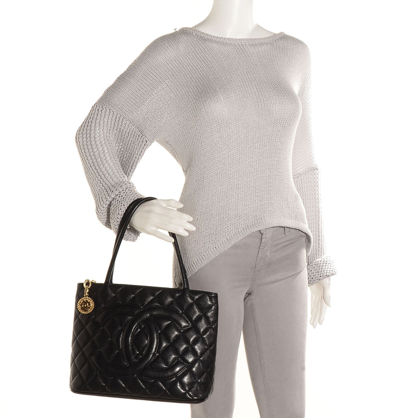 Caviar Medallion Tote Black