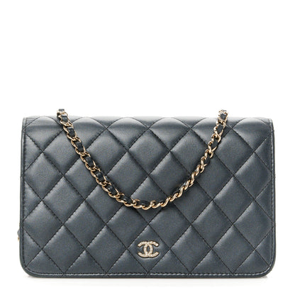 Chanel Iridescent Lambskin Quilted Pearl Wallet On Chain WOC Black 1 of 12