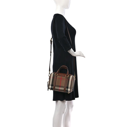 Burberry House Check Derby Calfskin Small Alchester Bowling Bag Honey Tan 2 of 9
