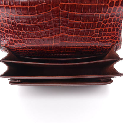 Saint Laurent Calfskin Crocodile Embossed Medium Monogram Sunset Amber 5 of 10