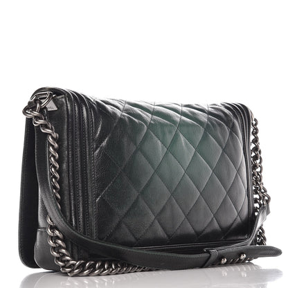 Chanel Goatskin Ombre Faded Quilted New Medium Boy Flap Dark Green 3 of 13