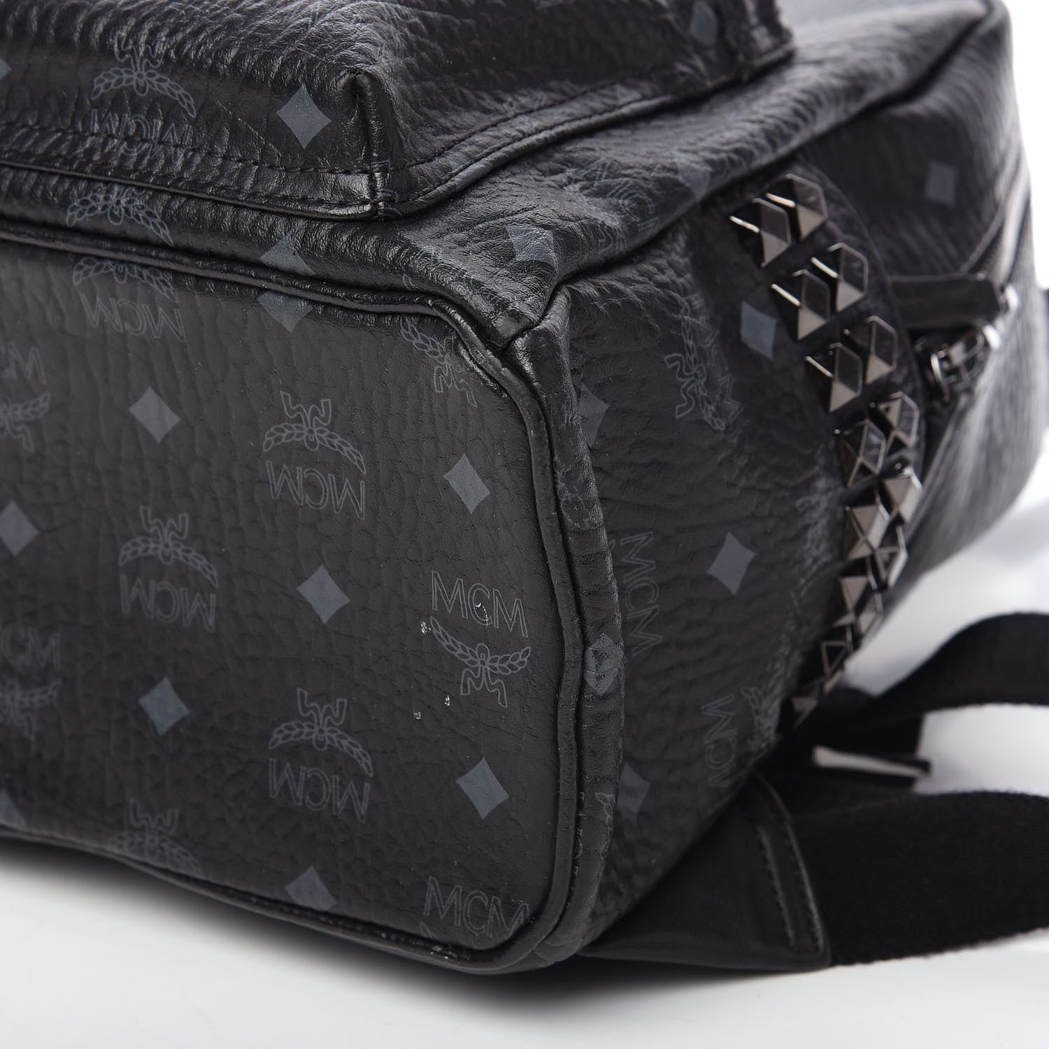 MCM Visetos Small Side Stud Stark Backpack Black 8 of 10