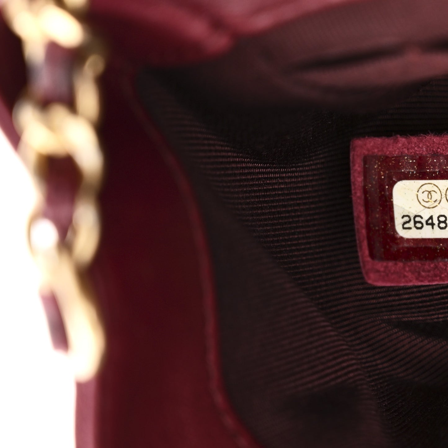 Glazed Calfskin Chevron Quilted Small Hampton Flap Burgundy