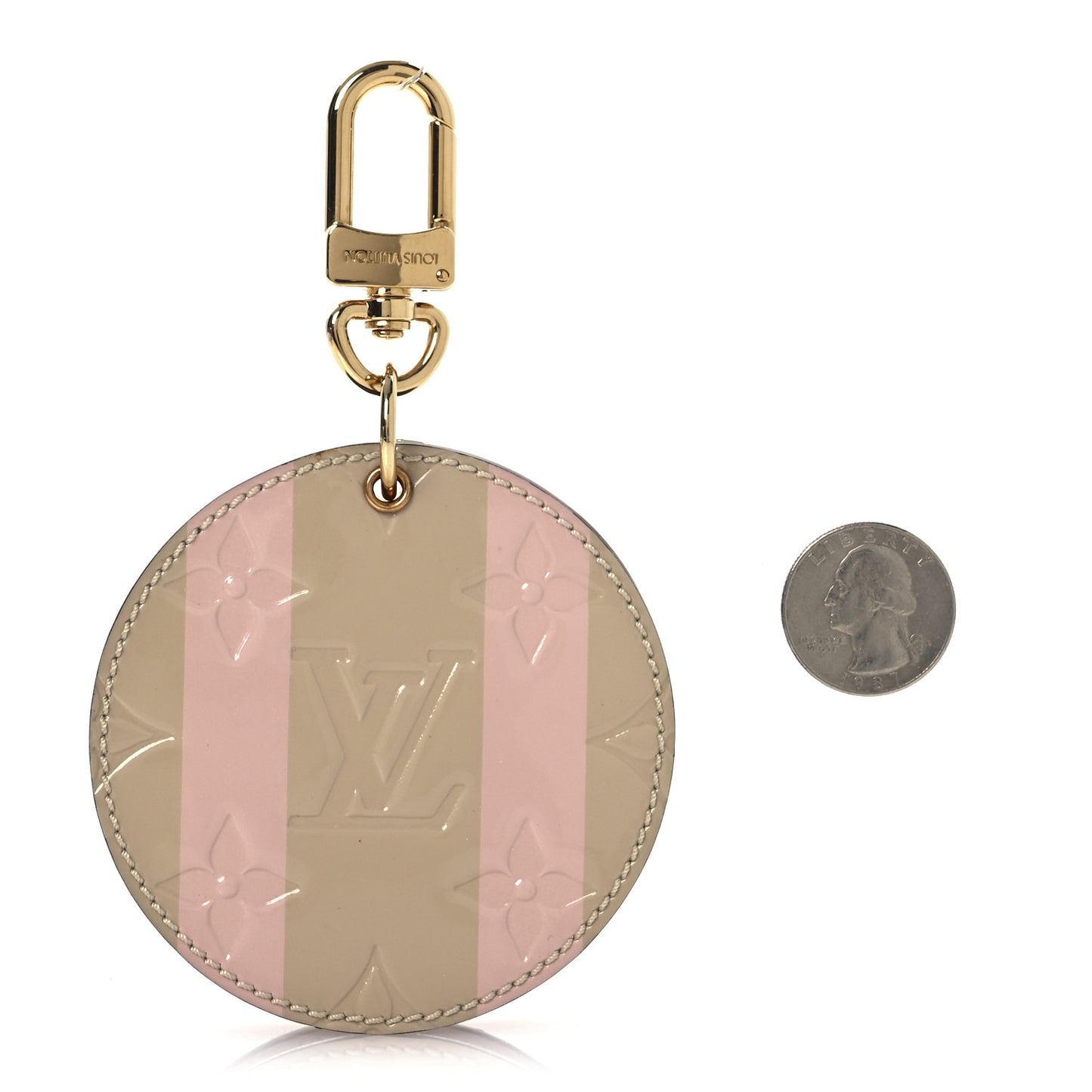 Vernis Rayures Mirror Bag Charm Beige Pink