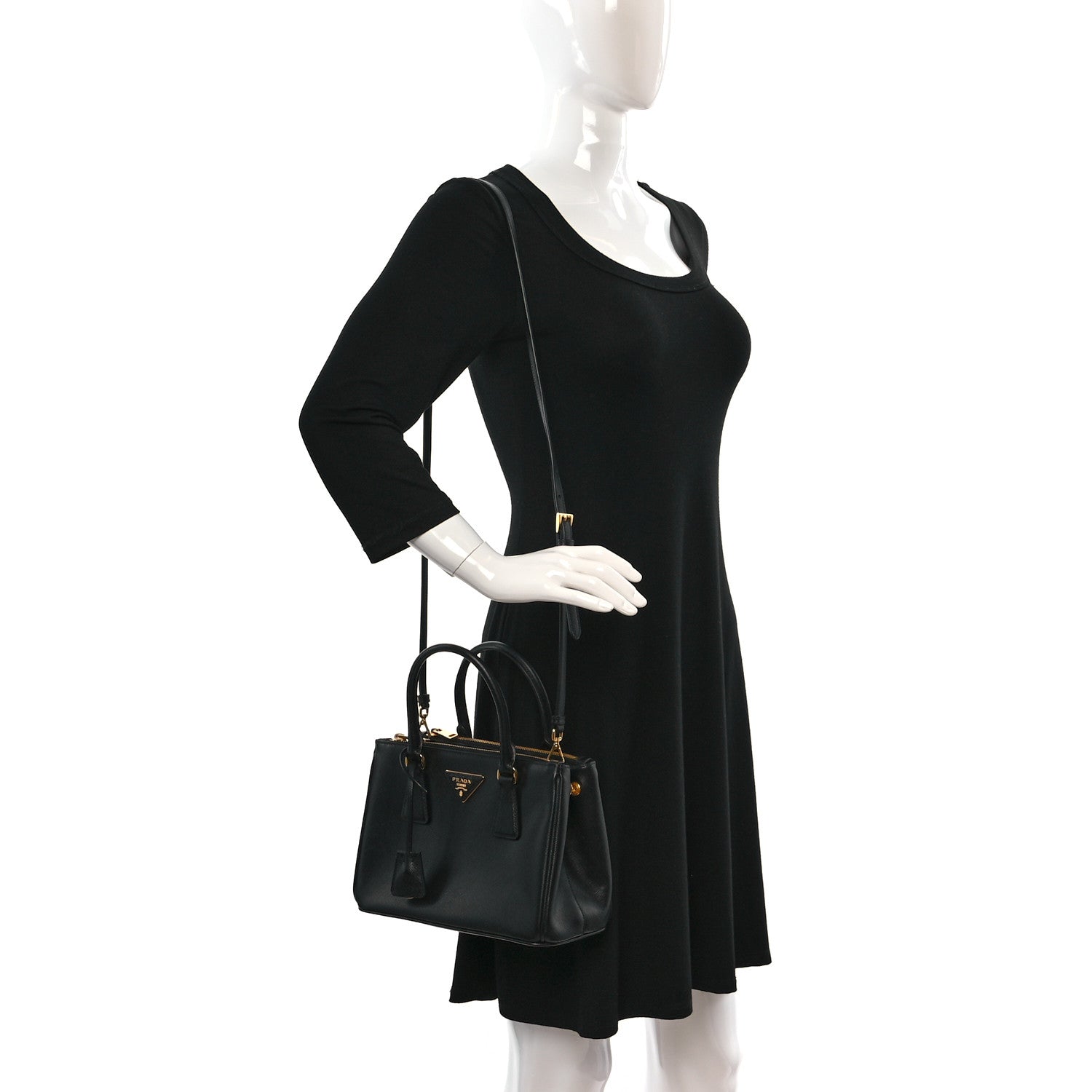 Prada Saffiano Small Galleria Double Zip Tote Black 2 of 8