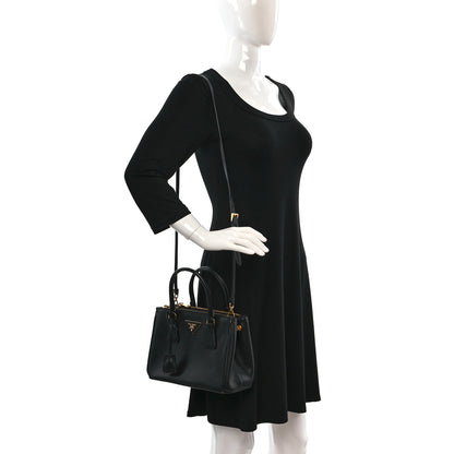 Prada Saffiano Small Galleria Double Zip Tote Black 2 of 8