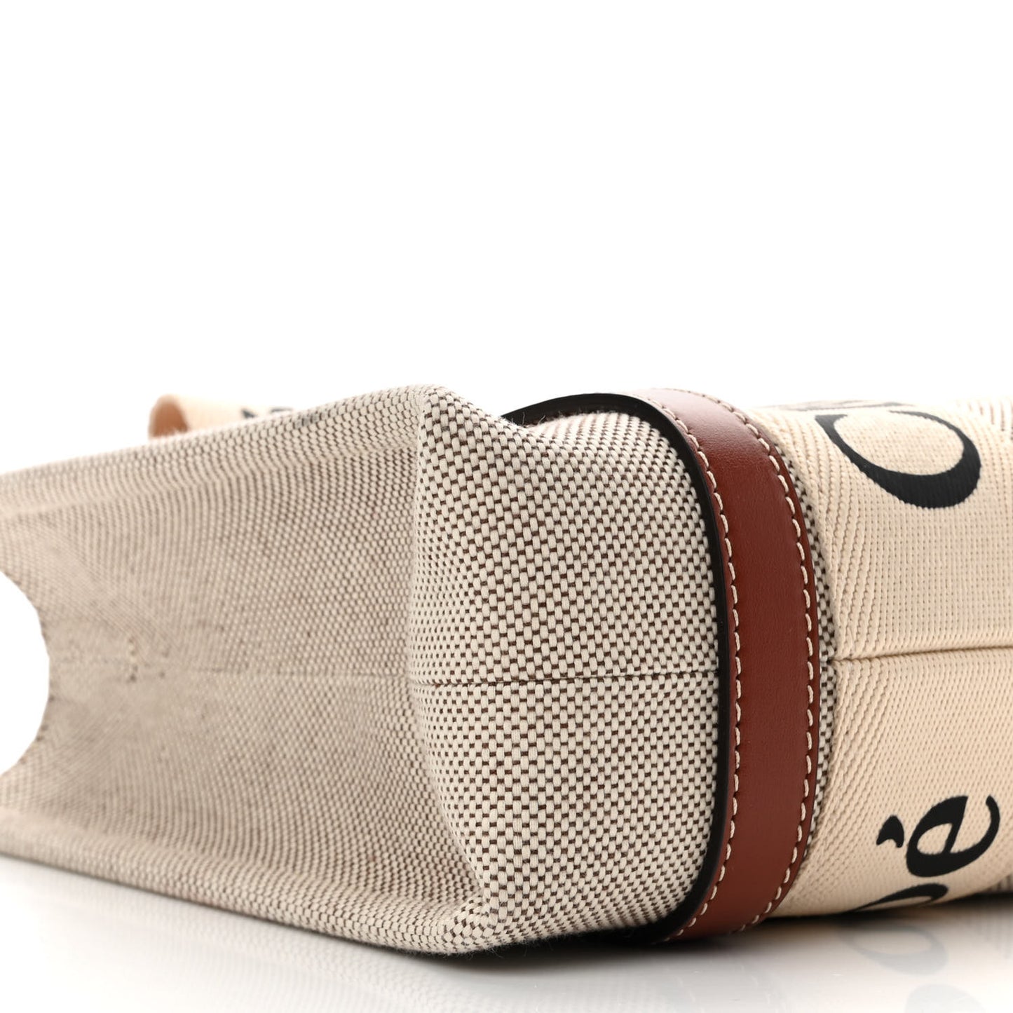 Cotton Calfskin Small Woody Ribbon Tote With Strap White Brown