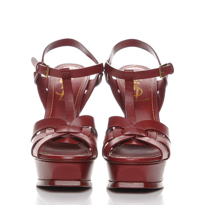 Saint Laurent Calfskin Tribute 105 Platform Sandals 35.5 Deep Red 2 of 6