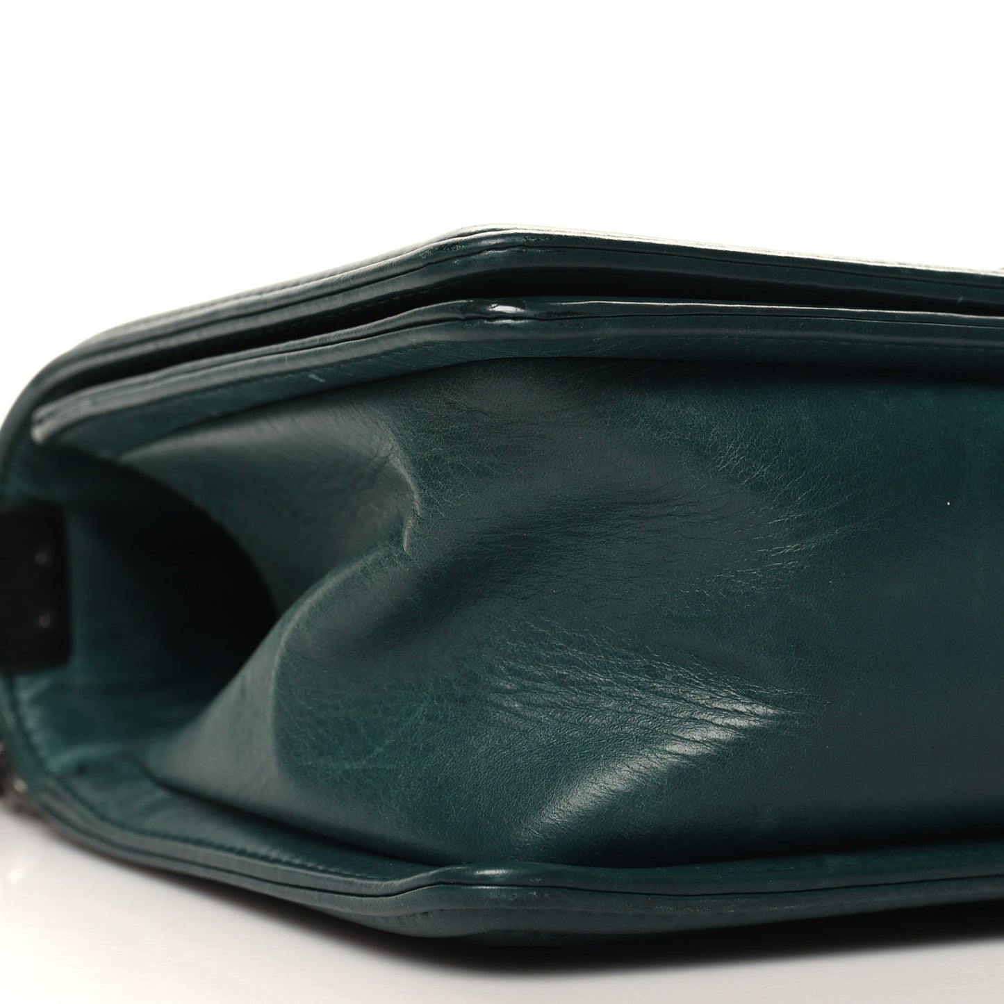 Calfskin Double Stitch Medium Boy Flap Green