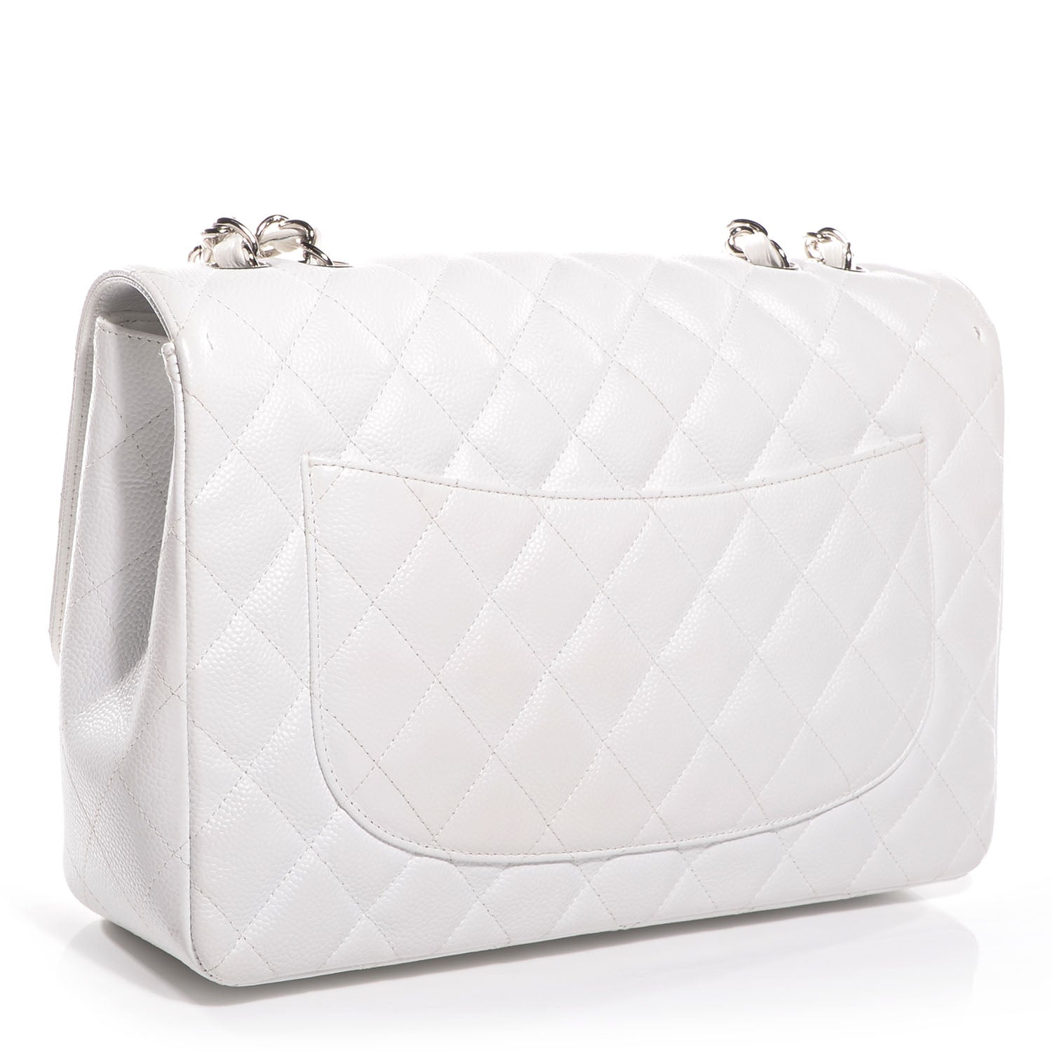 Chanel Caviar Jumbo Single Flap White 3 of 9
