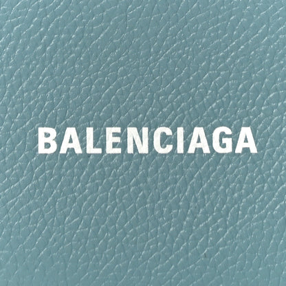 Balenciaga Grained Calfskin Logo Large Cash Long Coin Card Holder Blue Grey White 7 of 10