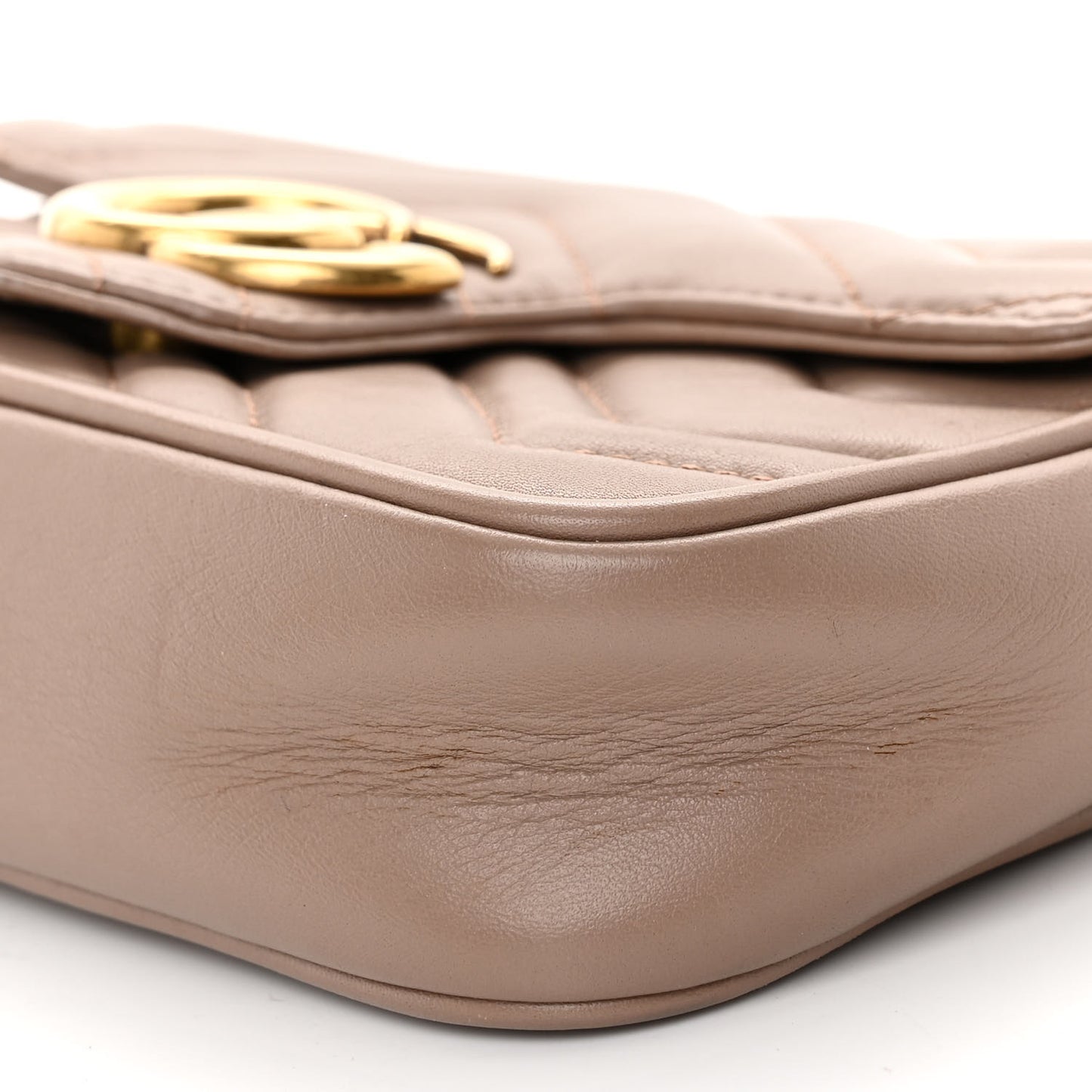 Calfskin Matelasse Super Mini GG Marmont Shoulder Bag Porcelain Rose