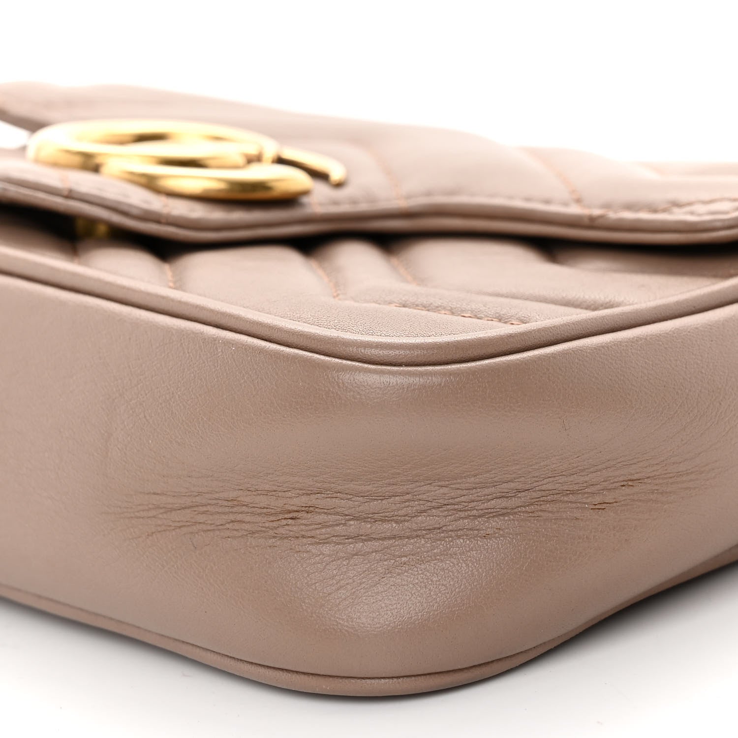 Gucci Calfskin Matelasse Super Mini GG Marmont Shoulder Bag Porcelain Rose 10 of 11