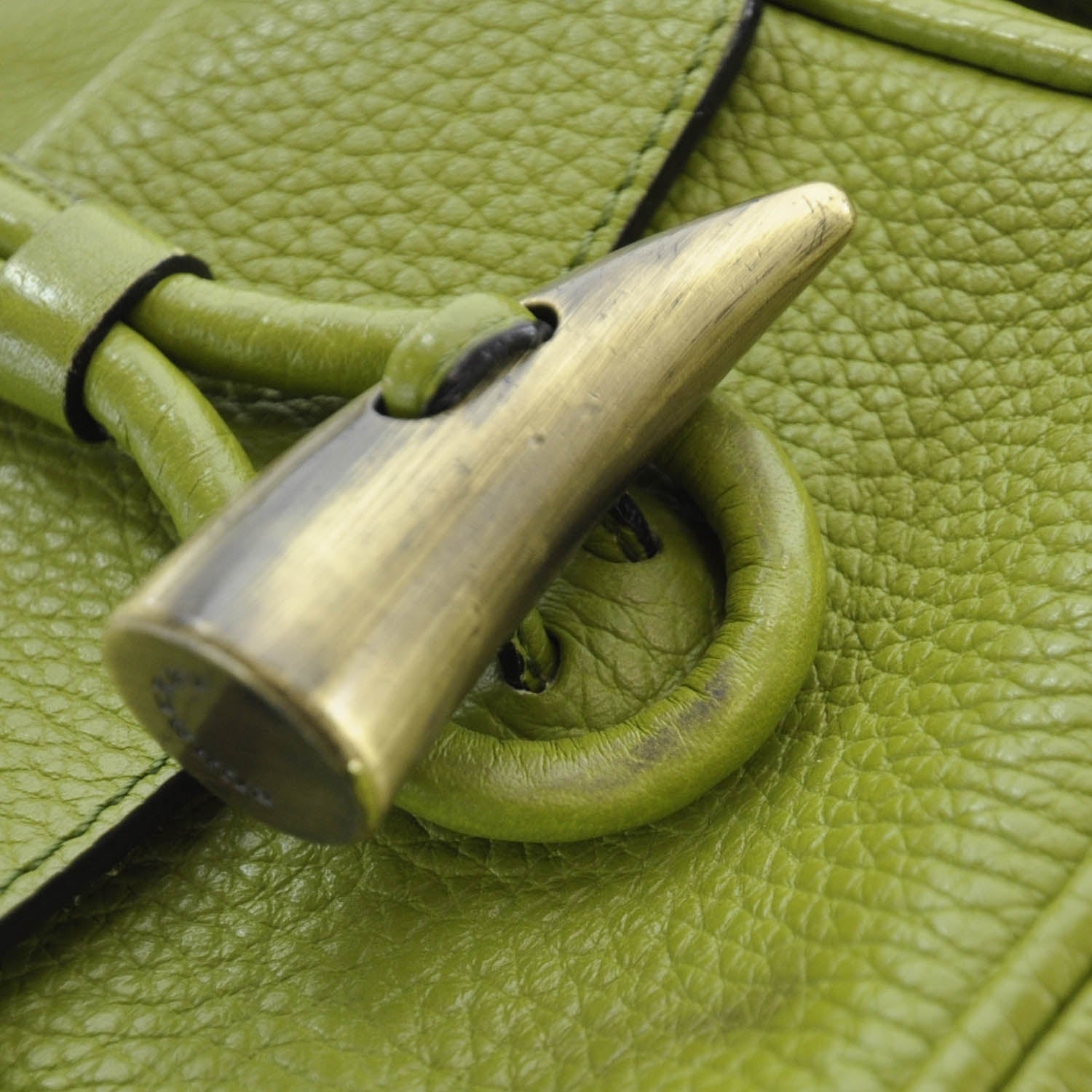 Burberry Leather Haymarket Check Horn Toggle Shoulder Bag Green 13 of 17