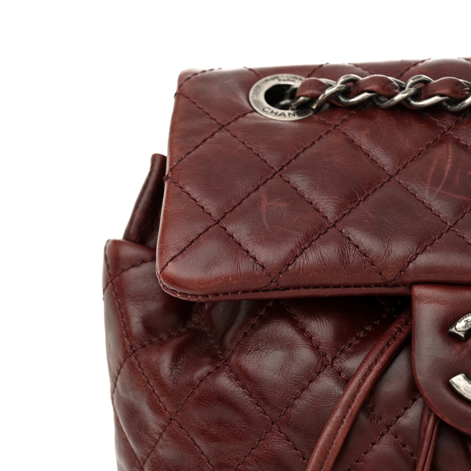 Chanel Glazed Calfskin Quilted Small Salzburg Backpack Burgundy 11 of 12