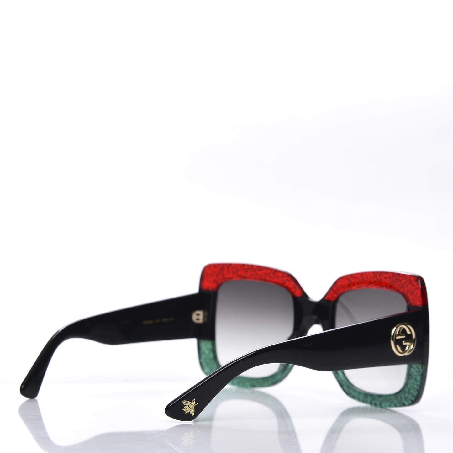 Acetate Square Frame Sunglasses GG0083S Glitter Red Black Green