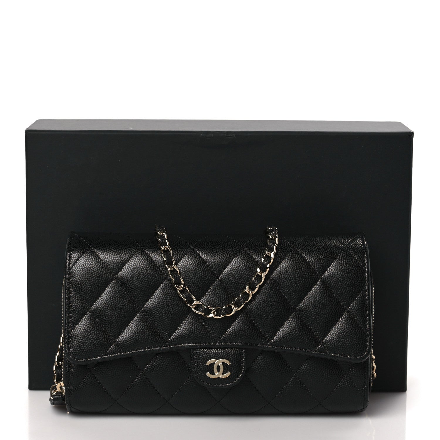 Chanel Caviar Quilted Phone Holder Wallet on Removable Chain Black 10 of 10