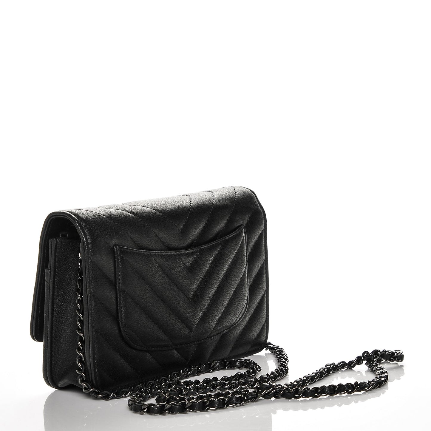 Sheepskin Chevron Quilted Reissue Wallet On Chain WOC So Black