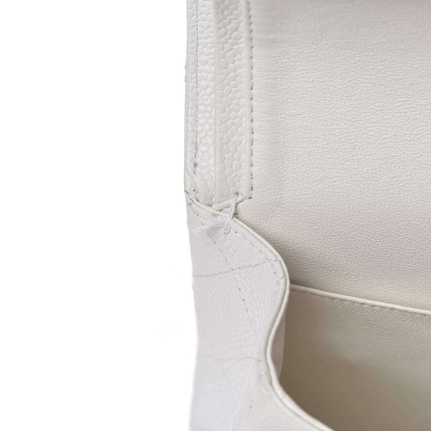 Caviar Quilted Medium Double Flap White