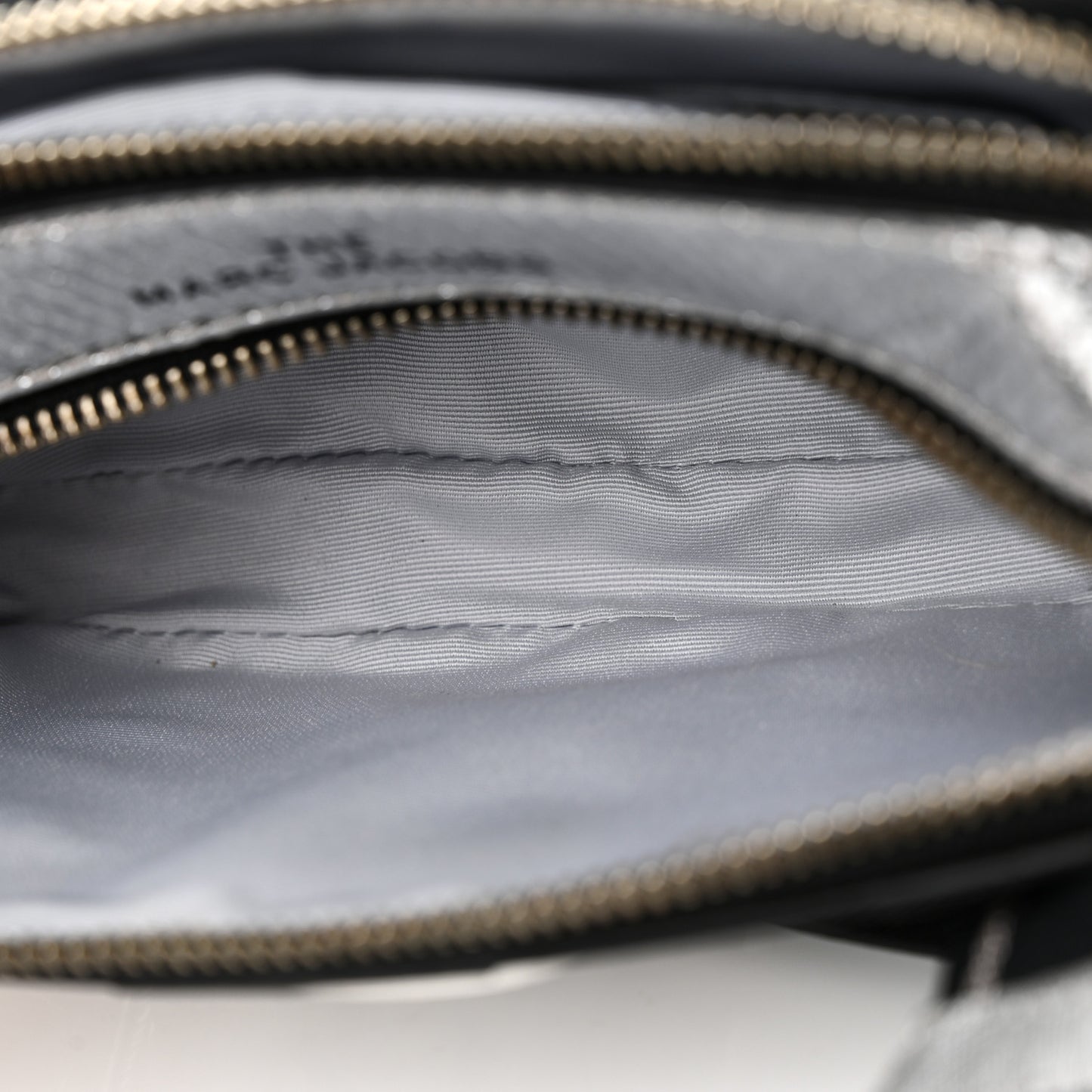 Metallic Sequin Snake Embossed Calfskin Stripe Snapshot Camera Bag Silver