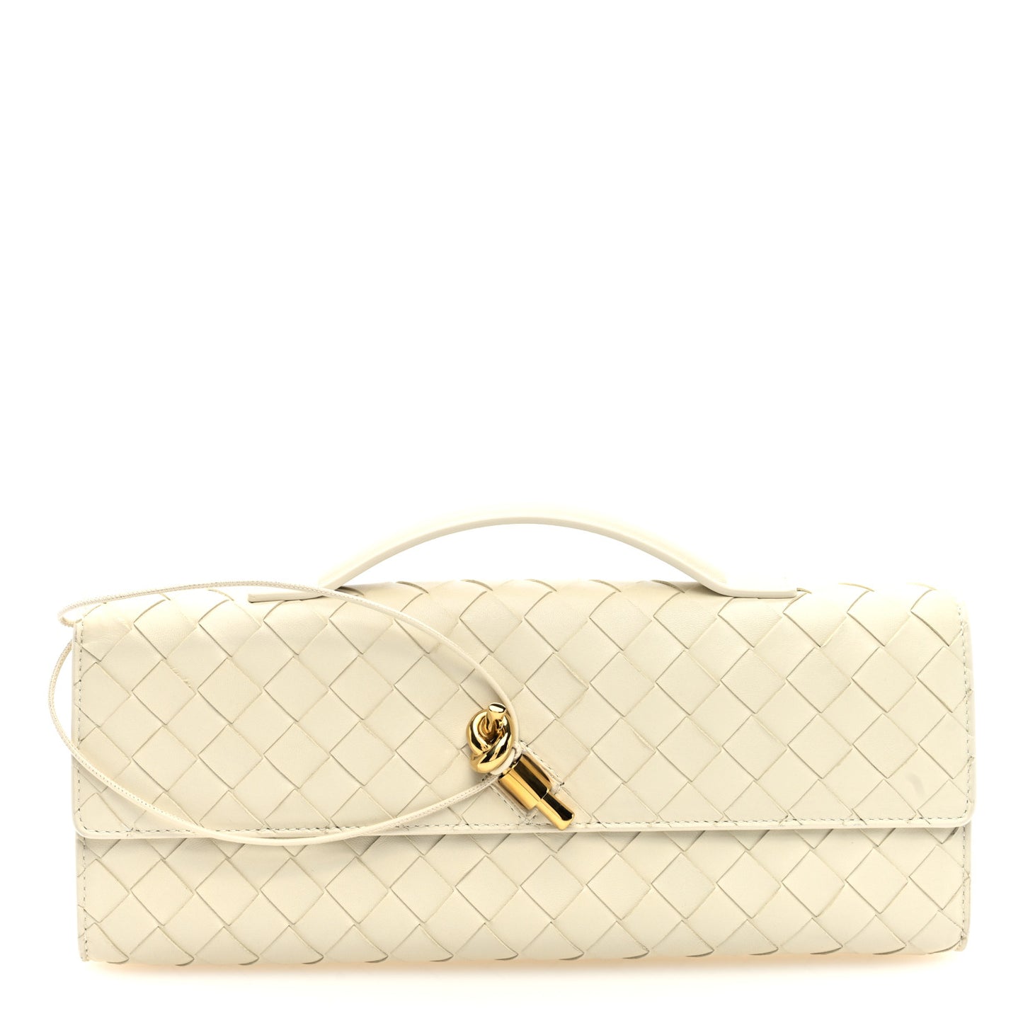 Nappa Intrecciato Long Andiamo Top Handle Clutch Sea Salt