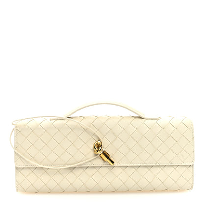 Bottega Veneta Nappa Intrecciato Long Andiamo Top Handle Clutch Sea Salt 1 of 6