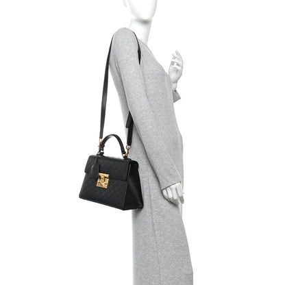 Gucci Guccissima Signature Small Padlock Top Handle Bag Black Black 2 of 10