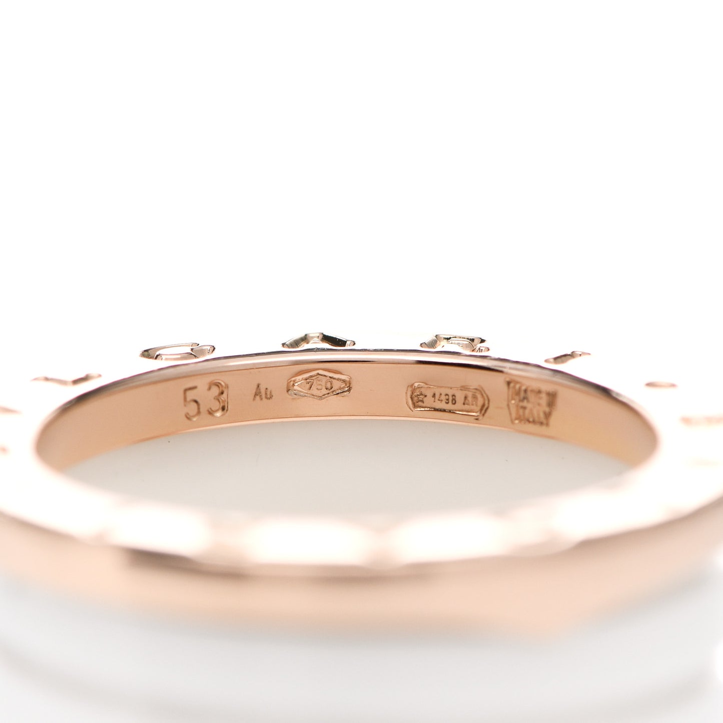 18K Rose Gold White Ceramic B.Zero1 Four-Band Ring 53 6.25