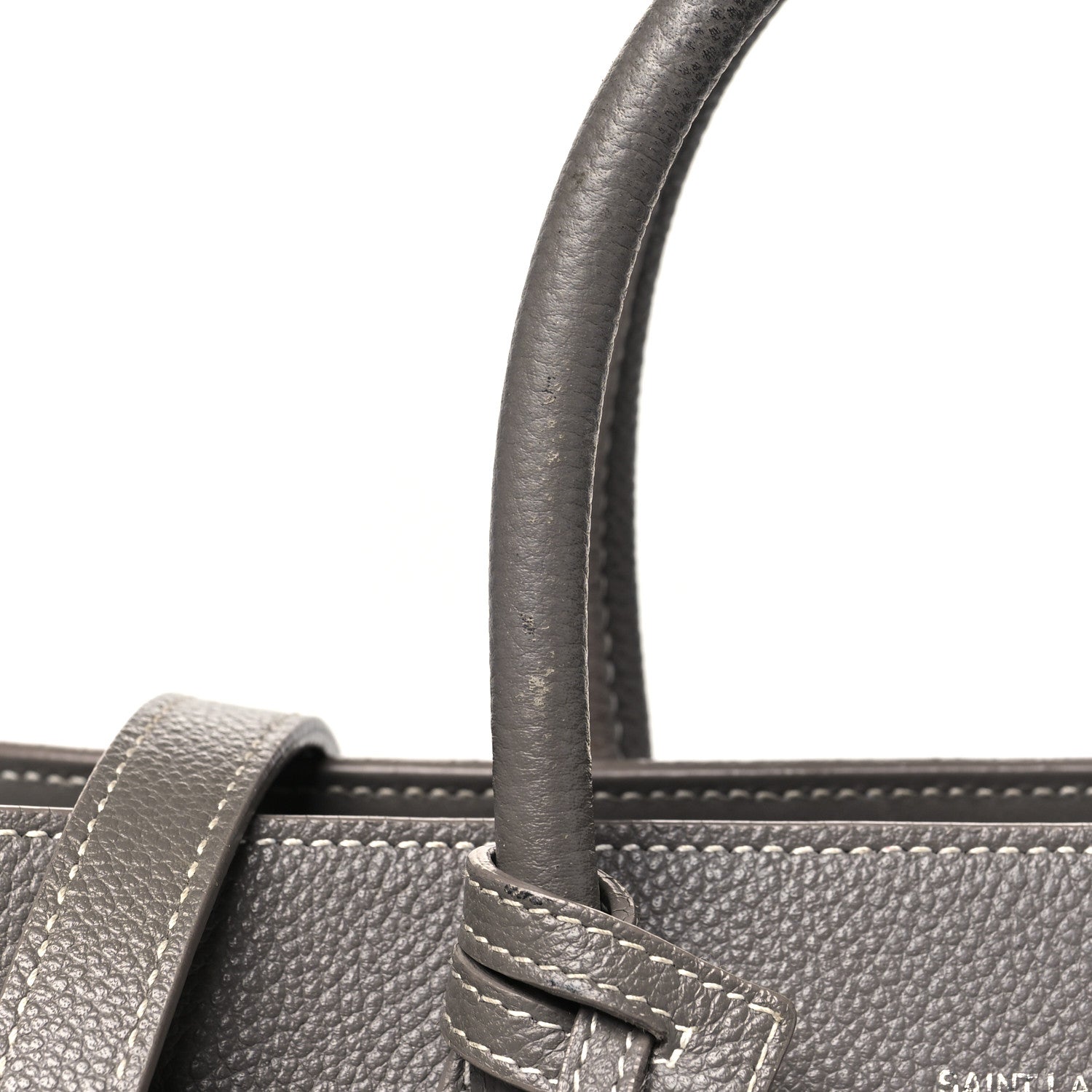 Saint Laurent Grained Calfskin Topstich Baby Sac De Jour Grey 13 of 15