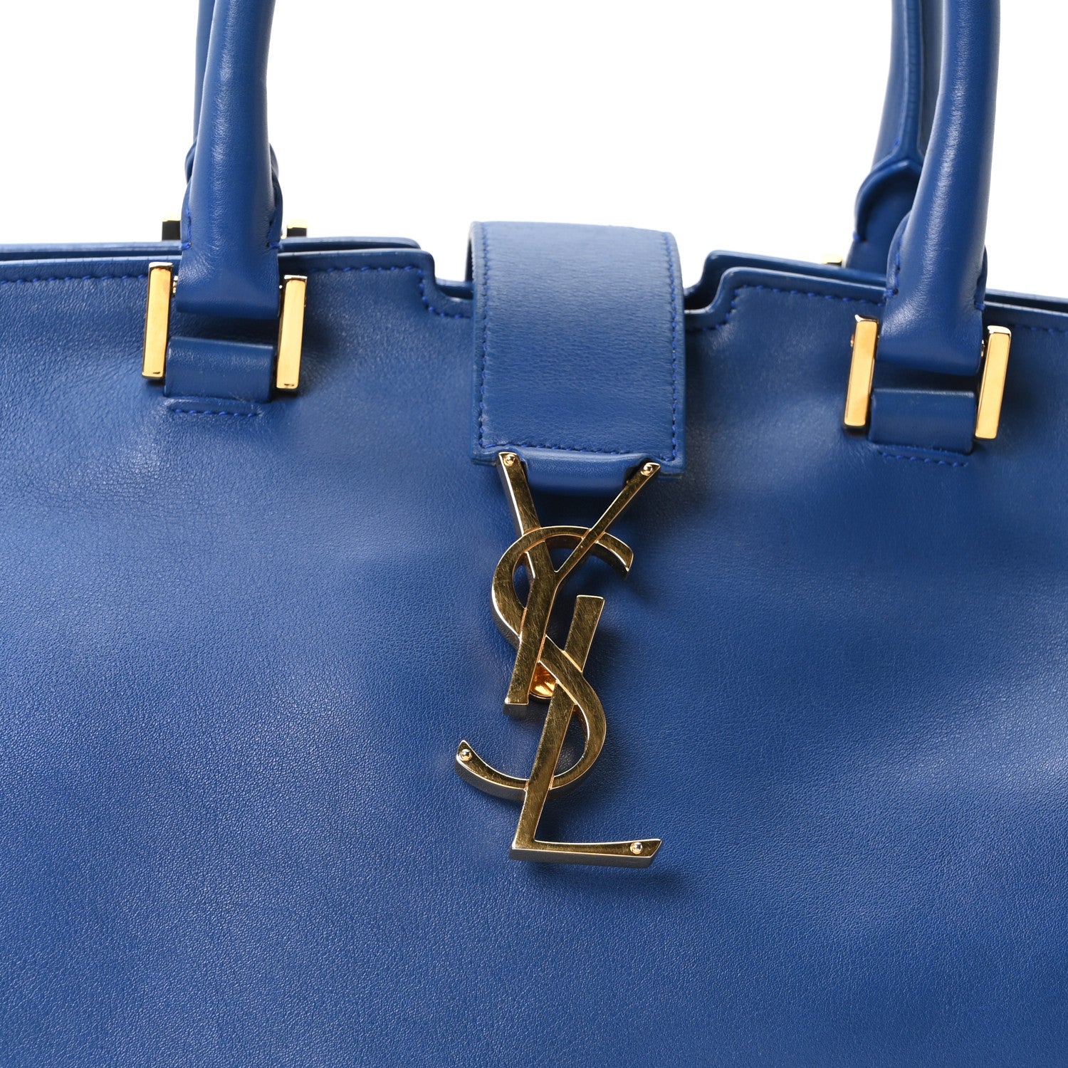 Saint Laurent Calfskin Medium Monogram Cabas Blue Majorelle 7 of 9