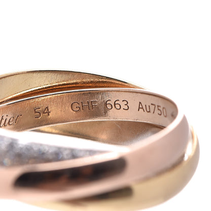 Cartier 18K White Yellow Pink Gold Diamond Small Trinity Paved Ring 54 6.75 5 of 7
