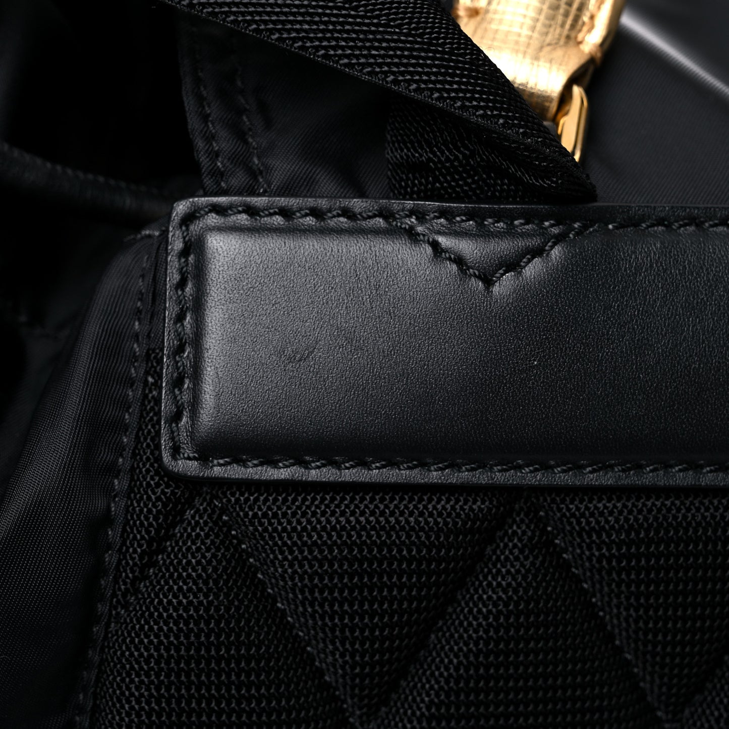 Nylon Large Rucksack Backpack Black Gold