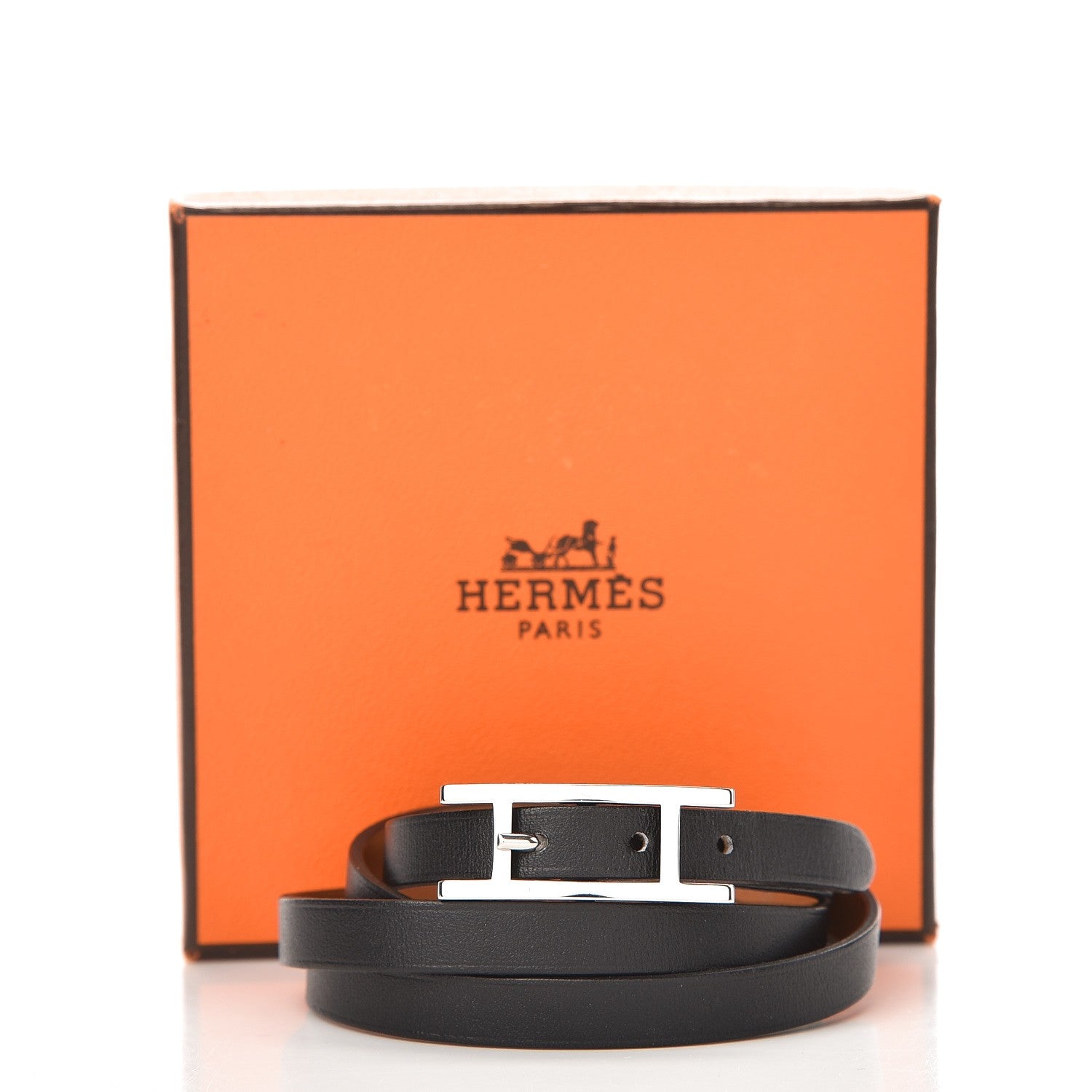 Hermes Chamonix Hapi 3MM Triple Tour Wrap Bracelet M Black 7 of 7