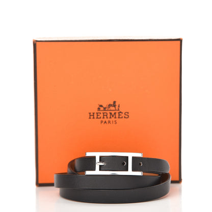 Hermes Chamonix Hapi 3MM Triple Tour Wrap Bracelet M Black 7 of 7