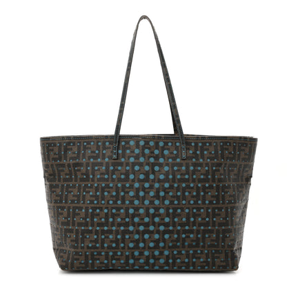 Fendi Zucca Spalmati Perforated Medium Roll Tote Tobacco Pavone 1 of 16
