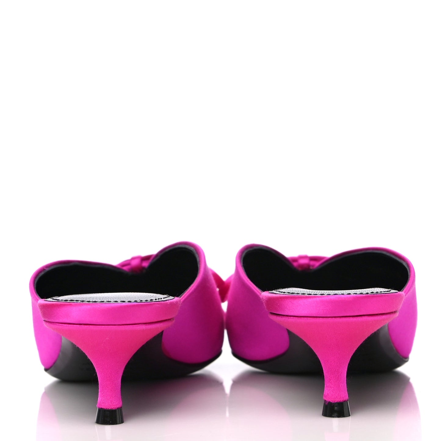 Satin Pointed Toe Knife 40mm Mules 38 Rose Fuchsia