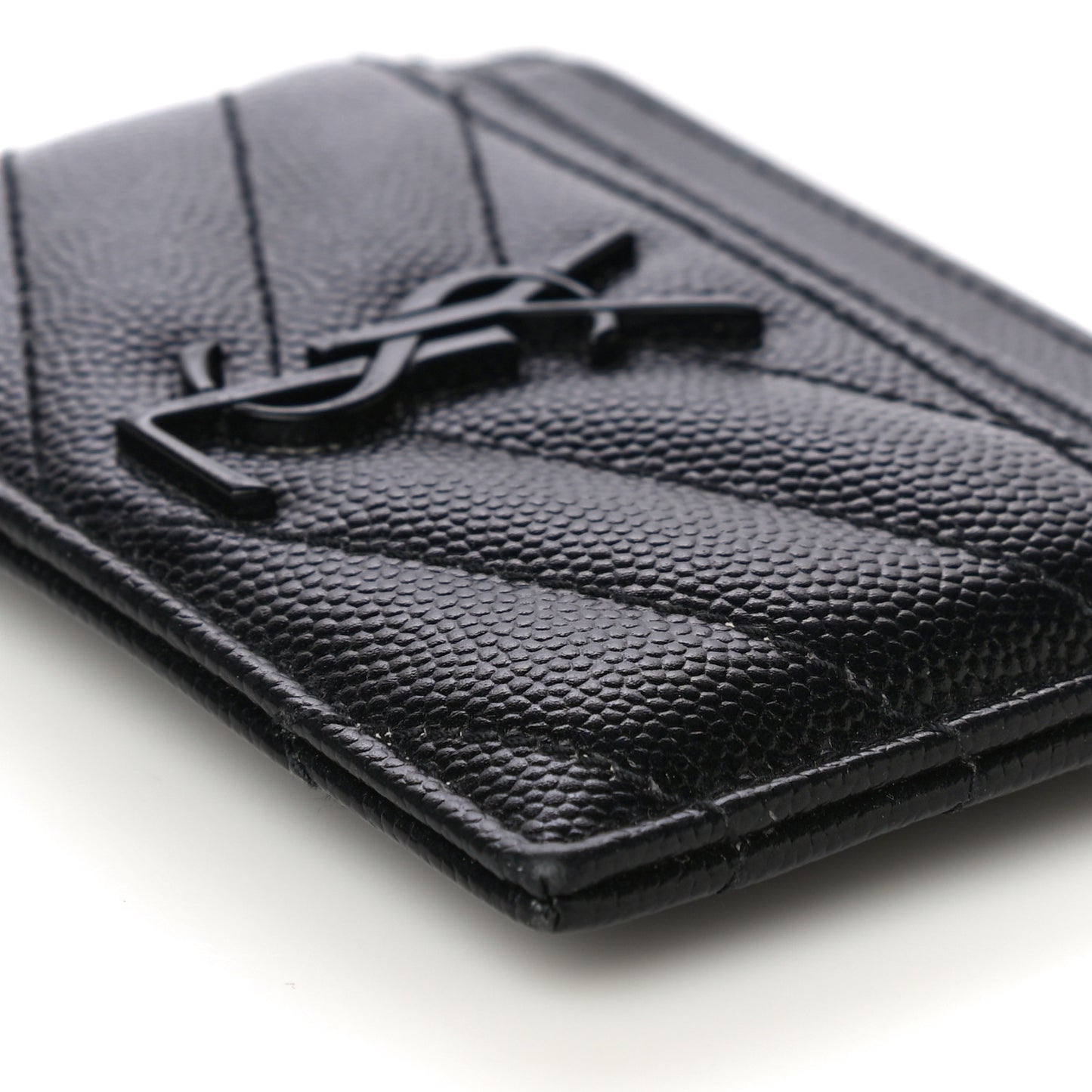 Grain De Poudre Matelasse Chevron Monogram Credit Card Case Black