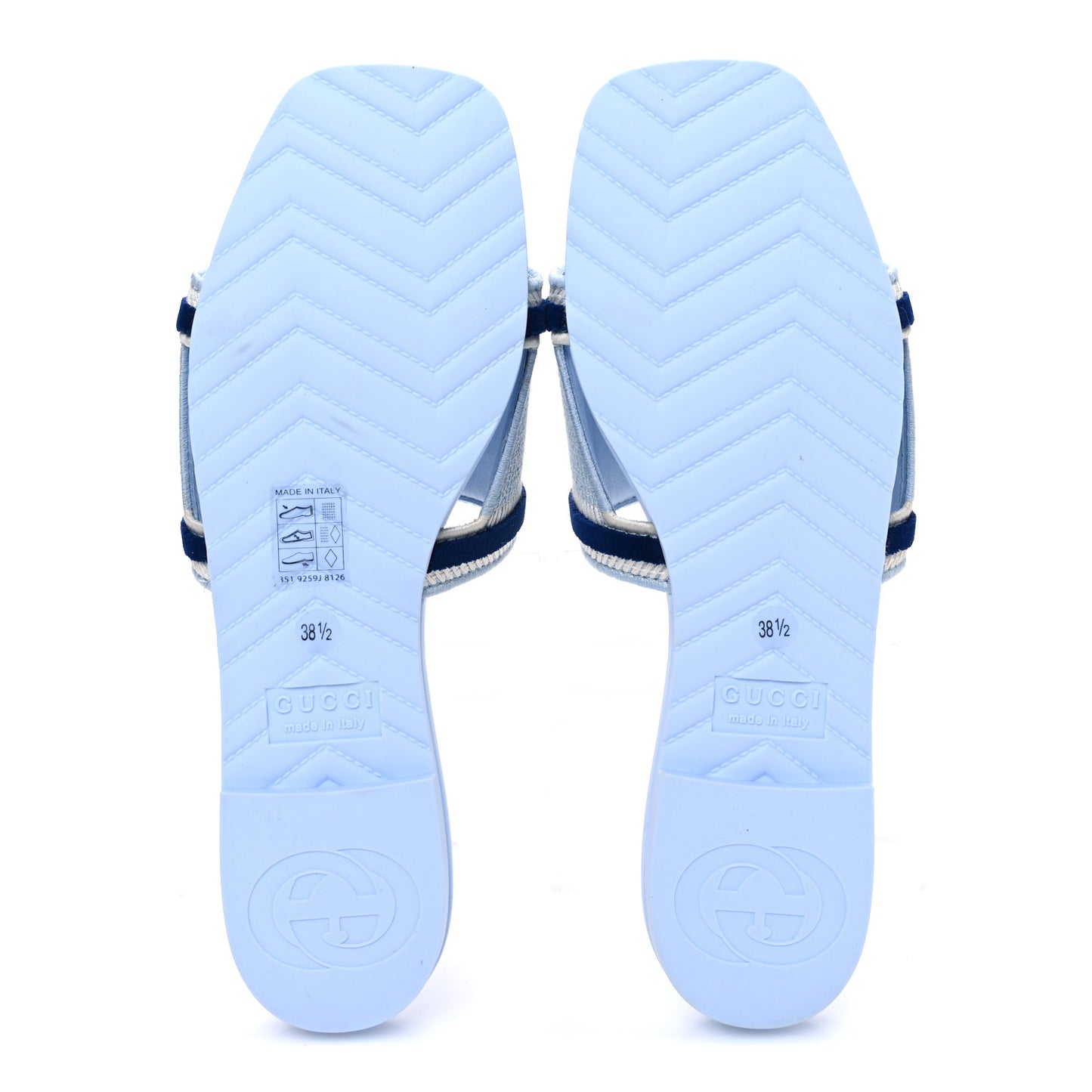 Jacquard Logo Embroidered Luna Slide Sandals 38.5 Sky Blue