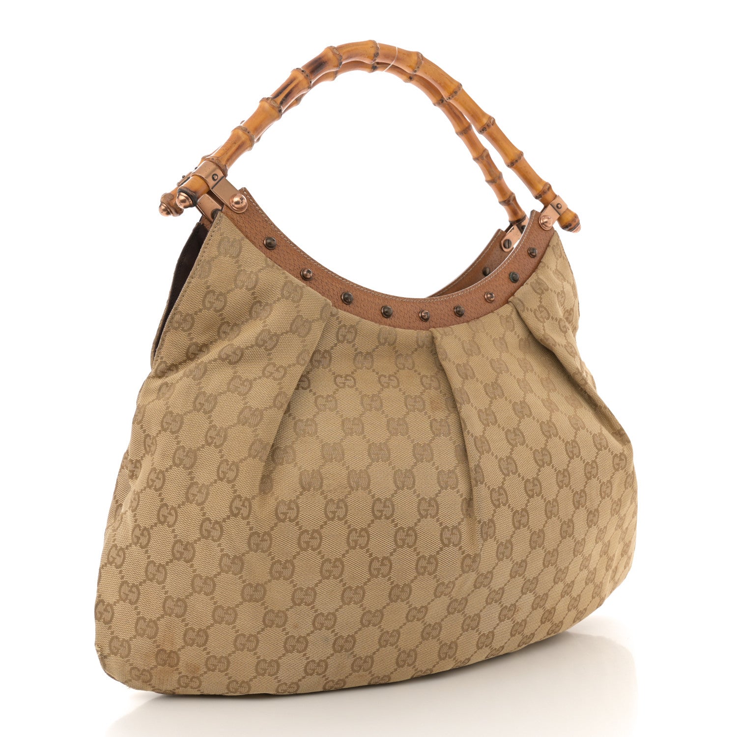 Gucci Monogram Bamboo Handle Bag Brown 3 of 12