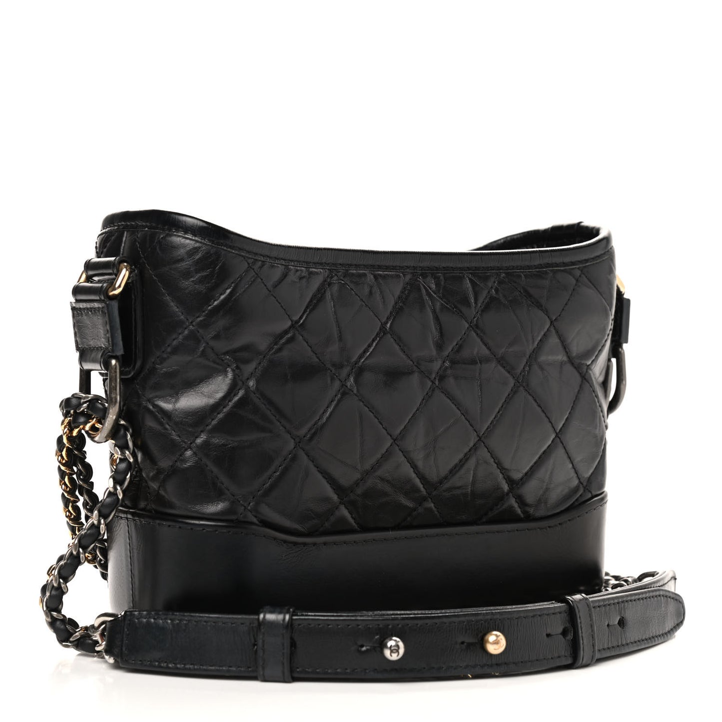 Aged Calfskin Quilted Small Gabrielle Hobo Black