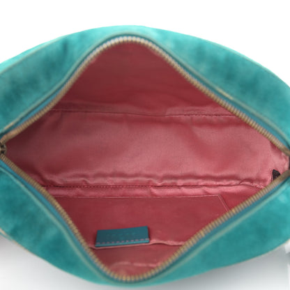 Gucci Velvet Matelasse Small GG Marmont Chain Shoulder Bag Pavone Cyan 5 of 12