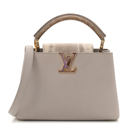Louis Vuitton Taurillon Snakeskin Mother of Pearl Capucines BB Grey 1 of 9