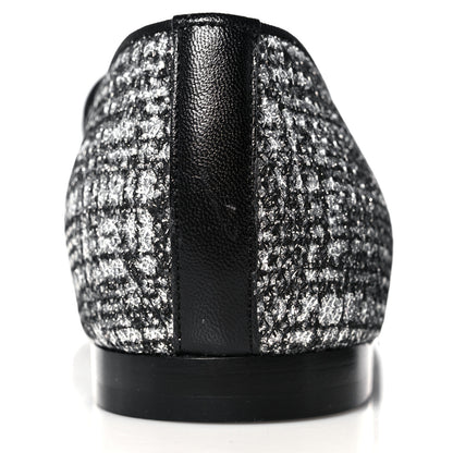Chanel Fantasy Tweed CC Mocassin Loafers 38 Silver Black 9 of 10