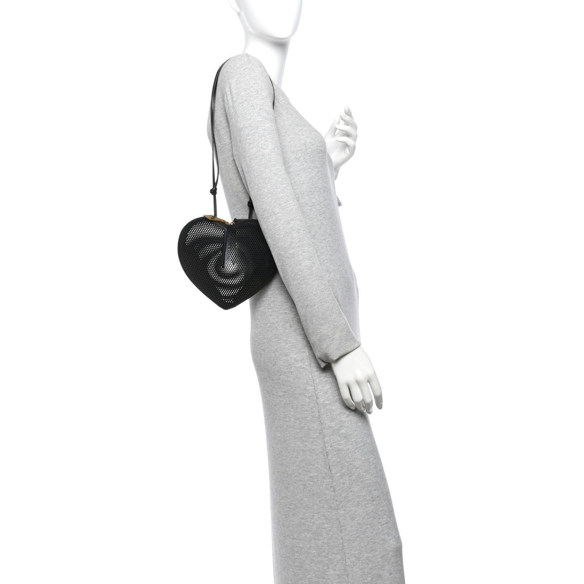 Calfskin Perforated Le Coeur Bag Black