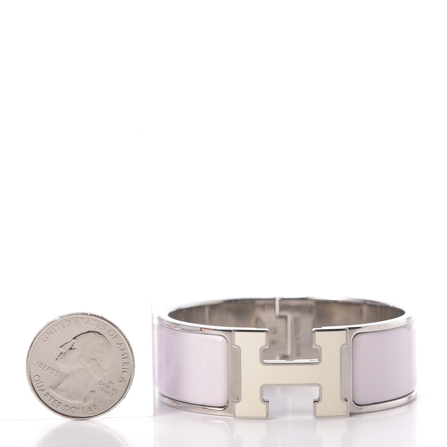 Enamel Wide Clic Clac H Bracelet PM Rose Nymph White