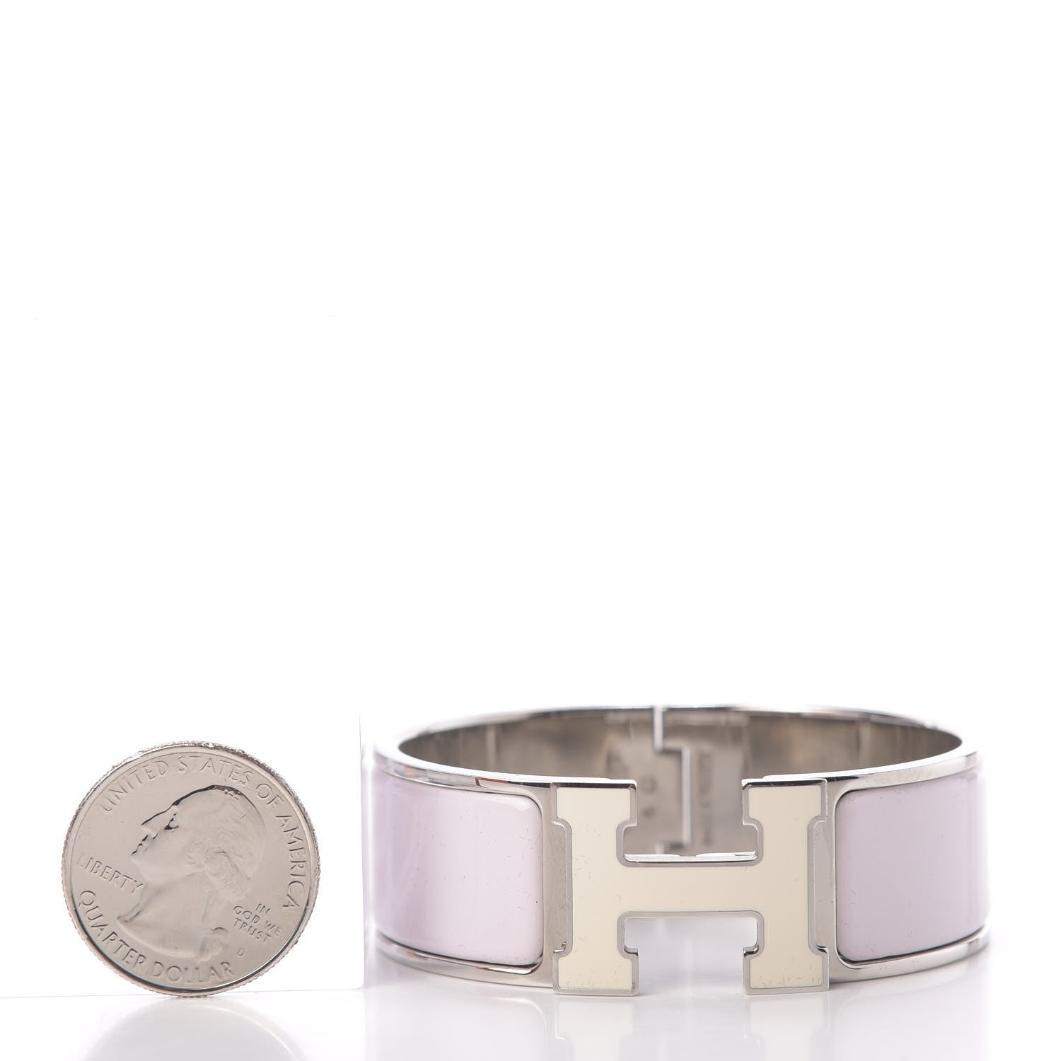 Hermes Enamel Wide Clic Clac H Bracelet PM Rose Nymph White 2 of 7