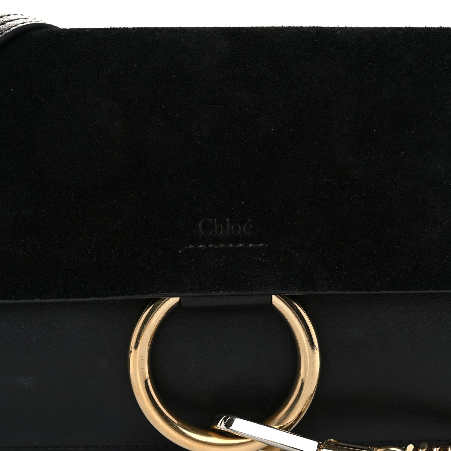 Chloe Suede Calfskin Small Faye Shoulder Bag Black 8 of 10