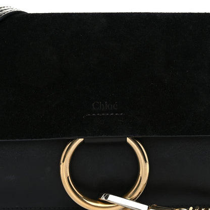 Chloe Suede Calfskin Small Faye Shoulder Bag Black 8 of 10