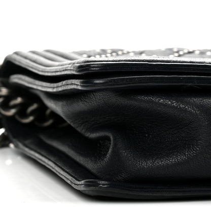 Chanel Crumpled Lambskin New Medium Studded Boy Flap Black 9 of 14