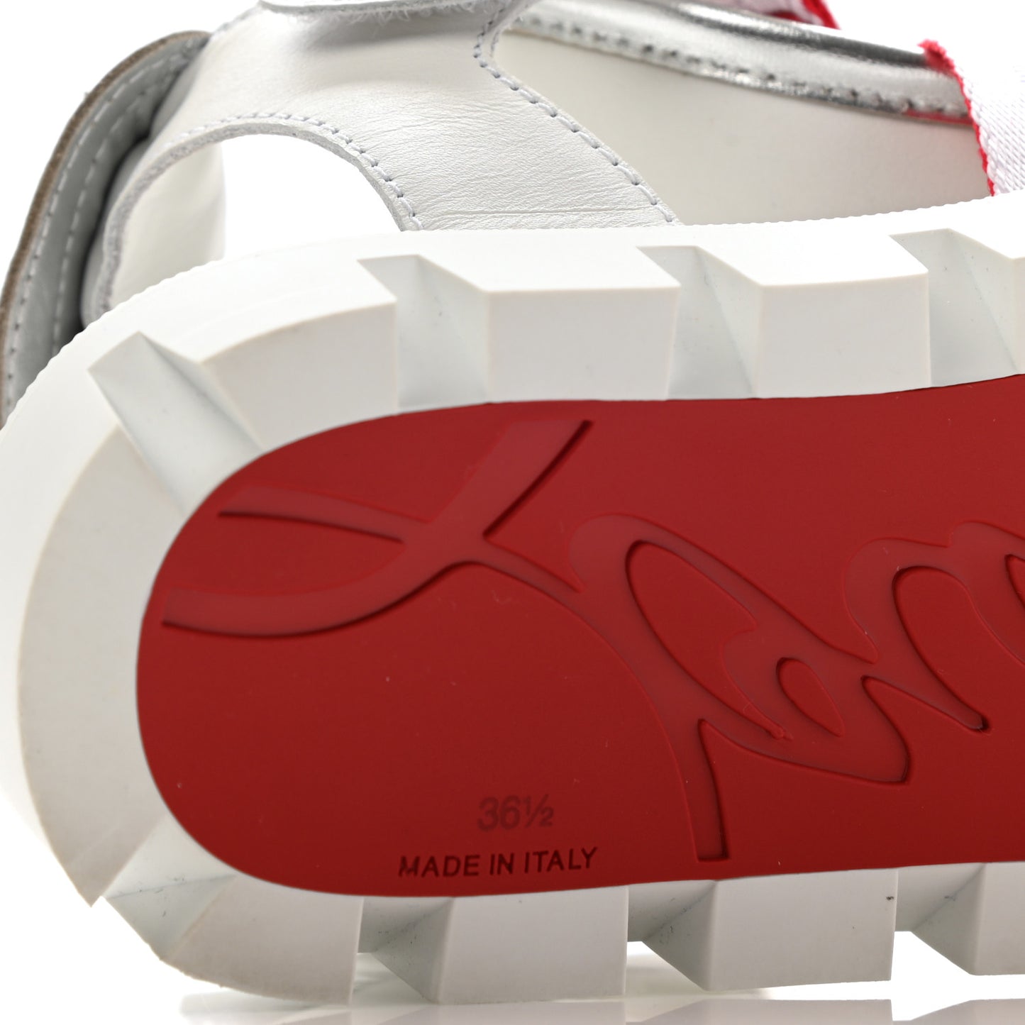 Calfskin Velcrissimo Flat Sandals 36.5 Blanco Silver